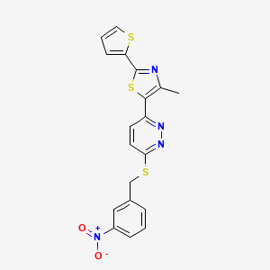 4-Methyl-5-(6-((3-nitrobenzyl)thio)pyridazin-3-yl)-2-(thiophen-2-yl)thiazole