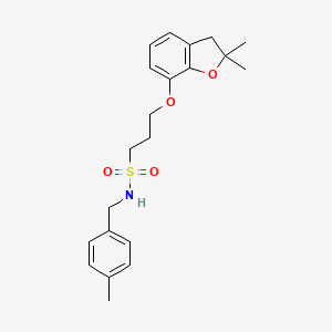 molecular formula C21H27NO4S B2623281 3-((2,2-dimethyl-2,3-dihydrobenzofuran-7-yl)oxy)-N-(4-methylbenzyl)propane-1-sulfonamide CAS No. 953203-03-7