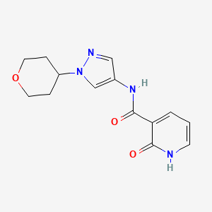 molecular formula C14H16N4O3 B2623302 2-oxo-N-(1-(tetrahydro-2H-pyran-4-yl)-1H-pyrazol-4-yl)-1,2-dihydropyridine-3-carboxamide CAS No. 1797351-18-8