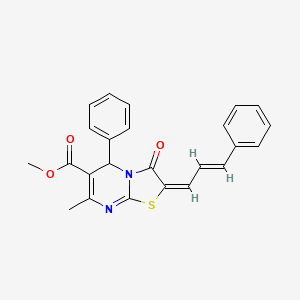 (E)-methyl 7-methyl-3-oxo-5-phenyl-2-((E)-3-phenylallylidene)-3,5-dihydro-2H-thiazolo[3,2-a]pyrimidine-6-carboxylate
