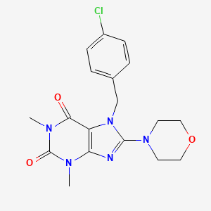 molecular formula C18H20ClN5O3 B2623313 7-(4-chlorobenzyl)-1,3-dimethyl-8-(morpholin-4-yl)-3,7-dihydro-1H-purine-2,6-dione CAS No. 326919-18-0