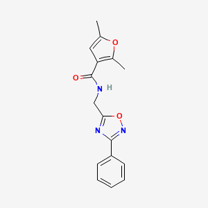 molecular formula C16H15N3O3 B2623320 2,5-dimethyl-N-((3-phenyl-1,2,4-oxadiazol-5-yl)methyl)furan-3-carboxamide CAS No. 1203145-54-3