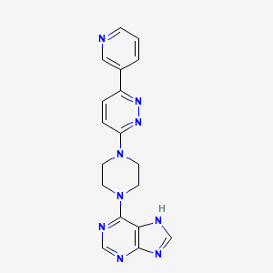 molecular formula C18H17N9 B2623322 6-[4-(6-Pyridin-3-ylpyridazin-3-yl)piperazin-1-yl]-7H-purine CAS No. 2380184-12-1