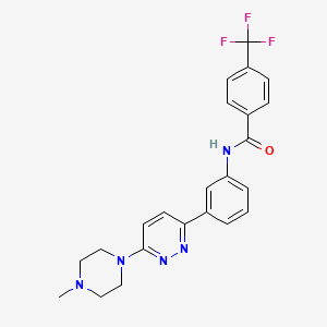 molecular formula C23H22F3N5O B2623330 N-(3-(6-(4-methylpiperazin-1-yl)pyridazin-3-yl)phenyl)-4-(trifluoromethyl)benzamide CAS No. 922561-09-9