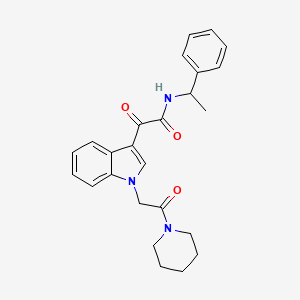 molecular formula C25H27N3O3 B2623331 2-oxo-2-[1-(2-oxo-2-piperidin-1-ylethyl)indol-3-yl]-N-(1-phenylethyl)acetamide CAS No. 872861-29-5