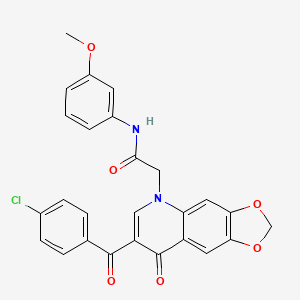 molecular formula C26H19ClN2O6 B2623334 2-[7-(4-chlorobenzoyl)-8-oxo-[1,3]dioxolo[4,5-g]quinolin-5-yl]-N-(3-methoxyphenyl)acetamide CAS No. 866342-87-2