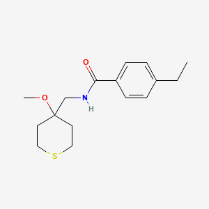 4-ethyl-N-((4-methoxytetrahydro-2H-thiopyran-4-yl)methyl)benzamide