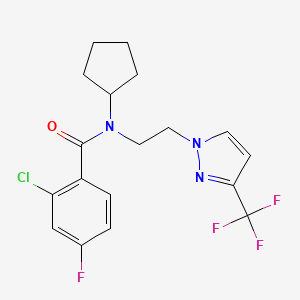 2-chloro-N-cyclopentyl-4-fluoro-N-(2-(3-(trifluoromethyl)-1H-pyrazol-1-yl)ethyl)benzamide