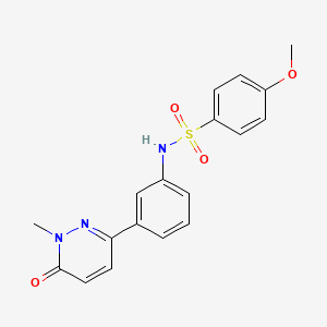 molecular formula C18H17N3O4S B2623348 4-methoxy-N-(3-(1-methyl-6-oxo-1,6-dihydropyridazin-3-yl)phenyl)benzenesulfonamide CAS No. 899977-72-1