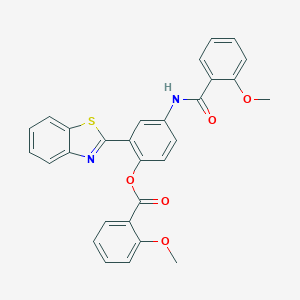 molecular formula C29H22N2O5S B262335 2-(1,3-Benzothiazol-2-yl)-4-[(2-methoxybenzoyl)amino]phenyl 2-methoxybenzoate 