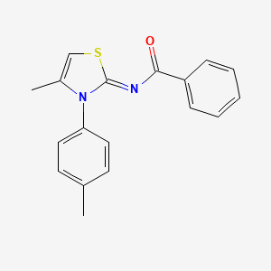 molecular formula C18H16N2OS B2623363 (Z)-N-(4-methyl-3-(p-tolyl)thiazol-2(3H)-ylidene)benzamide CAS No. 923982-10-9