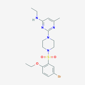 molecular formula C19H26BrN5O3S B2623384 2-(4-((5-bromo-2-ethoxyphenyl)sulfonyl)piperazin-1-yl)-N-ethyl-6-methylpyrimidin-4-amine CAS No. 923689-28-5