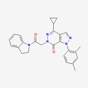 molecular formula C26H25N5O2 B2623389 4-cyclopropyl-1-(2,4-dimethylphenyl)-6-(2-(indolin-1-yl)-2-oxoethyl)-1H-pyrazolo[3,4-d]pyridazin-7(6H)-one CAS No. 1105202-97-8