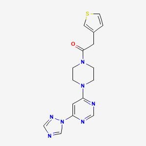 molecular formula C16H17N7OS B2623391 1-(4-(6-(1H-1,2,4-triazol-1-yl)pyrimidin-4-yl)piperazin-1-yl)-2-(thiophen-3-yl)ethanone CAS No. 1705320-56-4