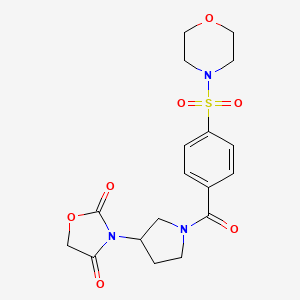 molecular formula C18H21N3O7S B2623394 3-(1-(4-(Morpholinosulfonyl)benzoyl)pyrrolidin-3-yl)oxazolidine-2,4-dione CAS No. 2034240-67-8
