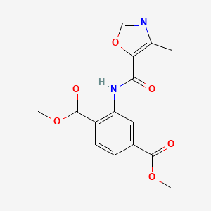 molecular formula C15H14N2O6 B2623396 Dimethyl 2-(4-methyloxazole-5-carboxamido)terephthalate CAS No. 862829-08-1