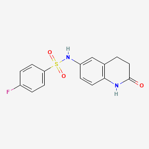 molecular formula C15H13FN2O3S B2623406 4-fluoro-N-(2-oxo-1,2,3,4-tetrahydroquinolin-6-yl)benzenesulfonamide CAS No. 921916-22-5