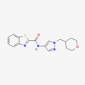 molecular formula C17H18N4O2S B2623412 N-(1-((tetrahydro-2H-pyran-4-yl)methyl)-1H-pyrazol-4-yl)benzo[d]thiazole-2-carboxamide CAS No. 1705312-68-0