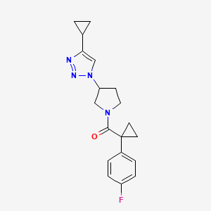 molecular formula C19H21FN4O B2623415 (3-(4-cyclopropyl-1H-1,2,3-triazol-1-yl)pyrrolidin-1-yl)(1-(4-fluorophenyl)cyclopropyl)methanone CAS No. 2034303-22-3