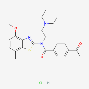 molecular formula C24H30ClN3O3S B2623419 4-acetyl-N-(2-(diethylamino)ethyl)-N-(4-methoxy-7-methylbenzo[d]thiazol-2-yl)benzamide hydrochloride CAS No. 1216917-77-9