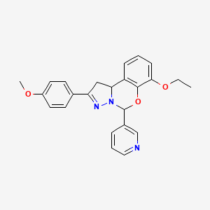molecular formula C24H23N3O3 B2623422 7-ethoxy-2-(4-methoxyphenyl)-5-(pyridin-3-yl)-5,10b-dihydro-1H-benzo[e]pyrazolo[1,5-c][1,3]oxazine CAS No. 900003-36-3