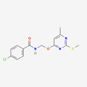 4-chloro-N-(((6-methyl-2-(methylthio)pyrimidin-4-yl)oxy)methyl)benzamide