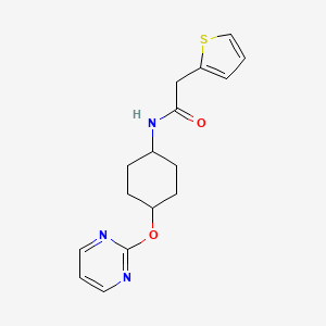 molecular formula C16H19N3O2S B2623437 N-((1r,4r)-4-(pyrimidin-2-yloxy)cyclohexyl)-2-(thiophen-2-yl)acetamide CAS No. 2034247-79-3