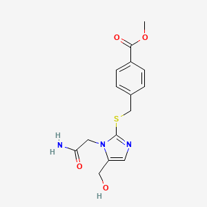 methyl 4-(((1-(2-amino-2-oxoethyl)-5-(hydroxymethyl)-1H-imidazol-2-yl)thio)methyl)benzoate