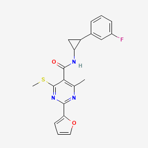 N-[2-(3-fluorophenyl)cyclopropyl]-2-(furan-2-yl)-4-methyl-6-(methylsulfanyl)pyrimidine-5-carboxamide