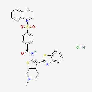 N-(3-(benzo[d]thiazol-2-yl)-6-methyl-4,5,6,7-tetrahydrothieno[2,3-c]pyridin-2-yl)-4-((3,4-dihydroquinolin-1(2H)-yl)sulfonyl)benzamide hydrochloride
