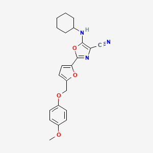 5-(Cyclohexylamino)-2-{5-[(4-methoxyphenoxy)methyl]furan-2-yl}-1,3-oxazole-4-carbonitrile