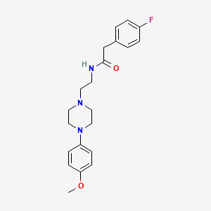 molecular formula C21H26FN3O2 B2623469 2-(4-fluorophenyl)-N-(2-(4-(4-methoxyphenyl)piperazin-1-yl)ethyl)acetamide CAS No. 1049446-22-1