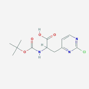 molecular formula C12H16ClN3O4 B2623470 3-(2-Chloropyrimidin-4-yl)-2-[(2-methylpropan-2-yl)oxycarbonylamino]propanoic acid CAS No. 2156879-55-7