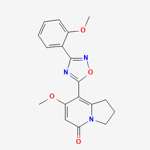 molecular formula C18H17N3O4 B2623471 7-methoxy-8-(3-(2-methoxyphenyl)-1,2,4-oxadiazol-5-yl)-2,3-dihydroindolizin-5(1H)-one CAS No. 2034421-18-4