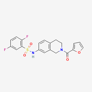 molecular formula C20H16F2N2O4S B2623472 2,5-difluoro-N-(2-(furan-2-carbonyl)-1,2,3,4-tetrahydroisoquinolin-7-yl)benzenesulfonamide CAS No. 955722-56-2