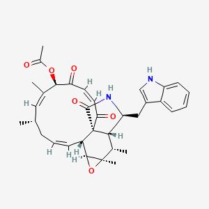 molecular formula C34H38N2O6 B2623473 (1E,4S,5E,7R,9E,11aR,14S,14aR,15S,15aR,16aS,16bR)-7-(acetyloxy)-3,4,7,13,14,14a,15,15a,16a,16b-decahydro-14-(1H-indol-3-ylmethyl)-4,6,15,15a-tetramethyl-12H-cyclotridec[d]oxireno[f]isoindole-8,11,12-trione CAS No. 50939-69-0
