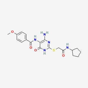 N-(4-amino-2-((2-(cyclopentylamino)-2-oxoethyl)thio)-6-oxo-1,6-dihydropyrimidin-5-yl)-4-methoxybenzamide