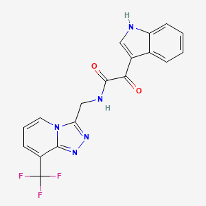 molecular formula C18H12F3N5O2 B2623496 2-(1H-indol-3-yl)-2-oxo-N-((8-(trifluoromethyl)-[1,2,4]triazolo[4,3-a]pyridin-3-yl)methyl)acetamide CAS No. 2034551-02-3