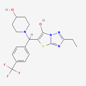 molecular formula C19H21F3N4O2S B2623509 2-Ethyl-5-((4-hydroxypiperidin-1-yl)(4-(trifluoromethyl)phenyl)methyl)thiazolo[3,2-b][1,2,4]triazol-6-ol CAS No. 886917-24-4