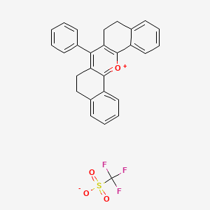molecular formula C28H21F3O4S B2623521 7-Phenyl-5,6,8,9-tetrahydrodibenzo[C,H]xanthylium trifluoromethanesulfonate CAS No. 73377-38-5