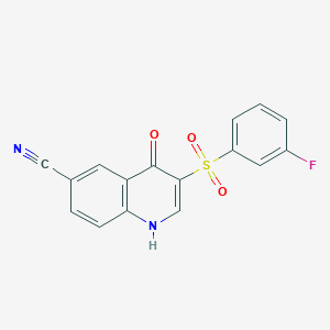 molecular formula C16H9FN2O3S B2623531 3-((3-Fluorophenyl)sulfonyl)-4-oxo-1,4-dihydroquinoline-6-carbonitrile CAS No. 1019153-05-9