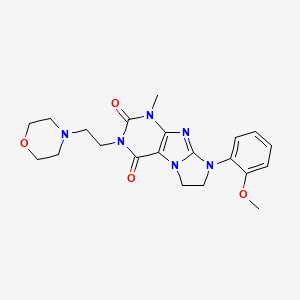 molecular formula C21H26N6O4 B2623533 8-(2-methoxyphenyl)-1-methyl-3-(2-morpholinoethyl)-7,8-dihydro-1H-imidazo[2,1-f]purine-2,4(3H,6H)-dione CAS No. 872628-13-2