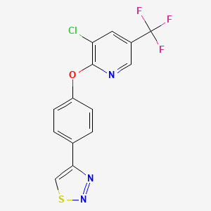 molecular formula C14H7ClF3N3OS B2623534 3-Chloro-2-[4-(1,2,3-thiadiazol-4-yl)phenoxy]-5-(trifluoromethyl)pyridine CAS No. 337924-93-3