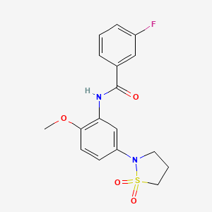 molecular formula C17H17FN2O4S B2623536 N-(5-(1,1-dioxidoisothiazolidin-2-yl)-2-methoxyphenyl)-3-fluorobenzamide CAS No. 900005-34-7