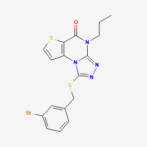 molecular formula C17H15BrN4OS2 B2623540 1-((3-bromobenzyl)thio)-4-propylthieno[2,3-e][1,2,4]triazolo[4,3-a]pyrimidin-5(4H)-one CAS No. 1189898-16-5