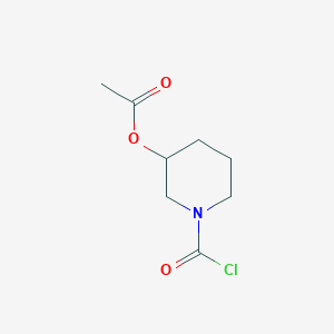 molecular formula C8H12ClNO3 B2623553 1-(Carbonochloridoyl)piperidin-3-yl acetate CAS No. 2172564-67-7