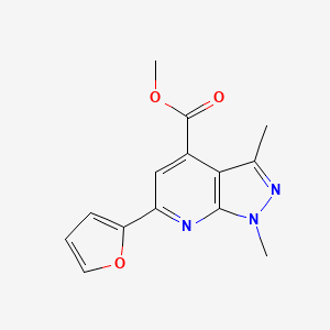 molecular formula C14H13N3O3 B2623570 methyl 6-(furan-2-yl)-1,3-dimethyl-1H-pyrazolo[3,4-b]pyridine-4-carboxylate CAS No. 834896-23-0
