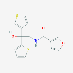 molecular formula C15H13NO3S2 B2623577 N-(2-hydroxy-2-(thiophen-2-yl)-2-(thiophen-3-yl)ethyl)furan-3-carboxamide CAS No. 2034482-75-0