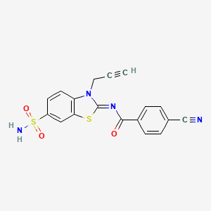 molecular formula C18H12N4O3S2 B2623594 (Z)-4-cyano-N-(3-(prop-2-yn-1-yl)-6-sulfamoylbenzo[d]thiazol-2(3H)-ylidene)benzamide CAS No. 865182-07-6