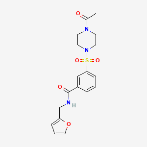 molecular formula C18H21N3O5S B2623595 {3-[(4-acetylpiperazinyl)sulfonyl]phenyl}-N-(2-furylmethyl)carboxamide CAS No. 941555-09-5